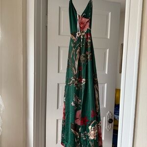 Lulu's Green Floral Maxi Dress